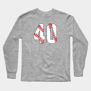 Baseball Number 40 #40 Baseball Shirt Jersey Favorite Player Biggest Fan Long Sleeve T-Shirt
